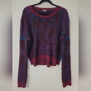 Cropped Knit Sweater Earth Tone Boho Grunge Slouchy Pullover L